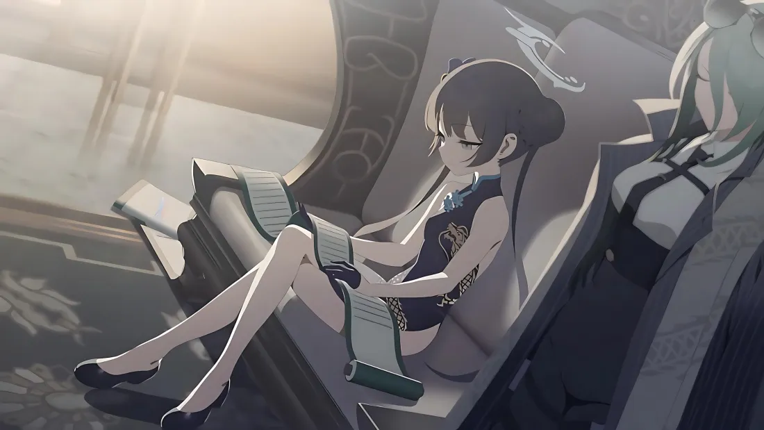 3k碧蓝档案少女壁纸｜制服背景图片 - 坐姿「哲风壁纸」