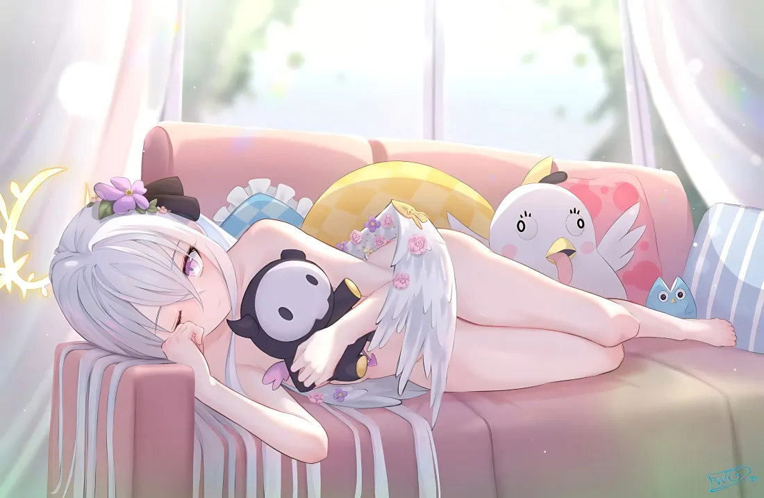 4k碧蓝档案壁纸｜银发少女背景图片 - 粉色沙发「哲风壁纸」